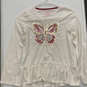 Isaac Mizrahi Cream Top with Butterfly, Girls size Medium (7-8)